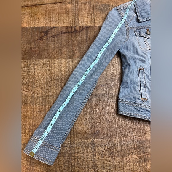 Pilcro and the Letterpress Light Blue Distressed Railroad Denim Jacket - Picture 9 of 11